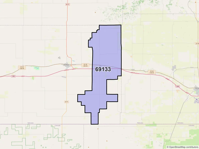 Map of ZIP Code 69133 — Dix, NE