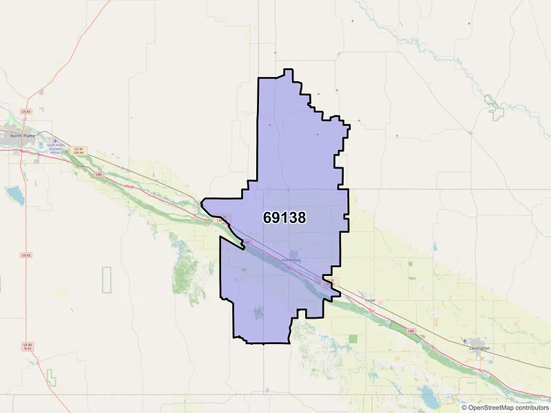 Map of ZIP Code 69138 — Gothenburg, NE