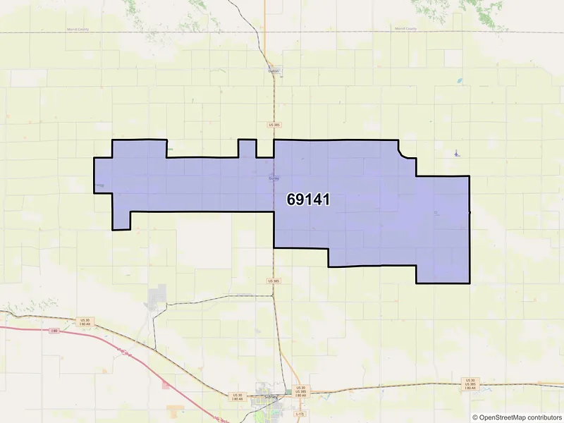 Map of ZIP Code 69141 — Gurley, NE