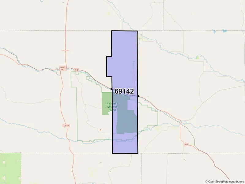 Map of ZIP Code 69142 — Halsey, NE
