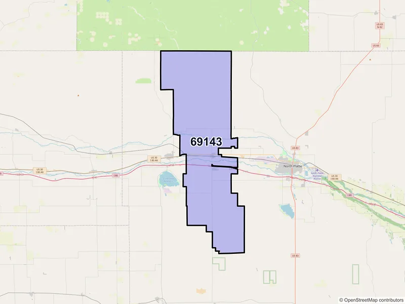 Map of Hershey, Nebraska and ZIP codes