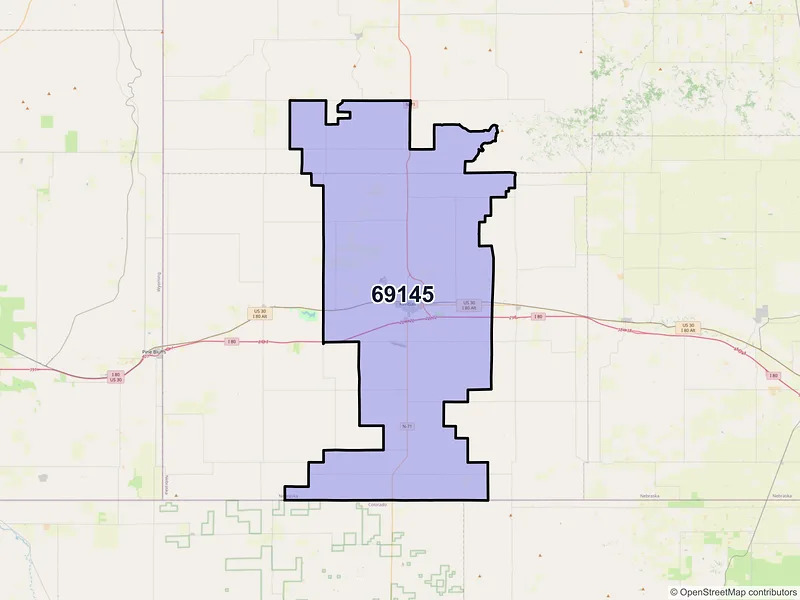 Map of ZIP Code 69145 — Kimball, NE