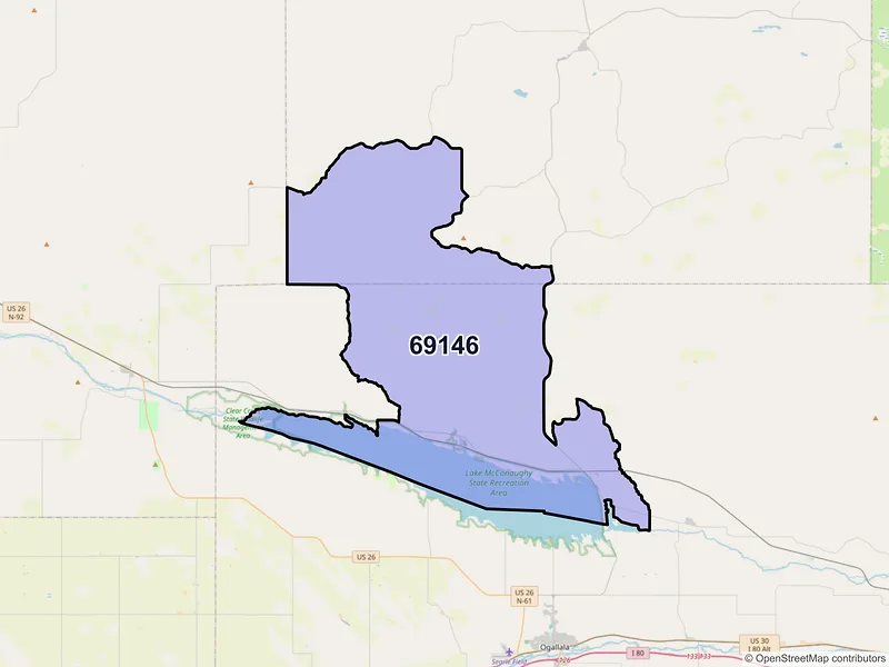 Map of Lemoyne, Nebraska and ZIP codes
