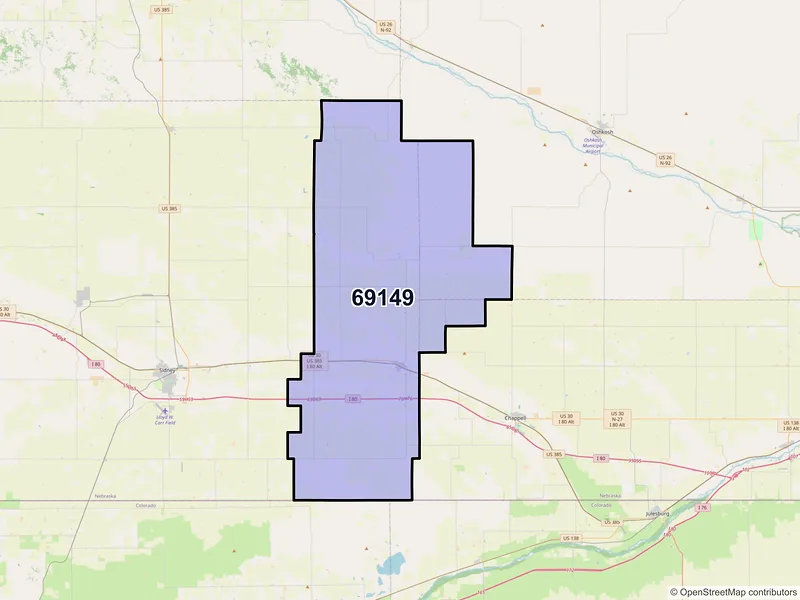 Map of Lodgepole, Nebraska and ZIP codes