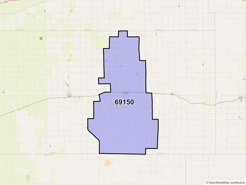 Map of ZIP Code 69150 — Madrid, NE