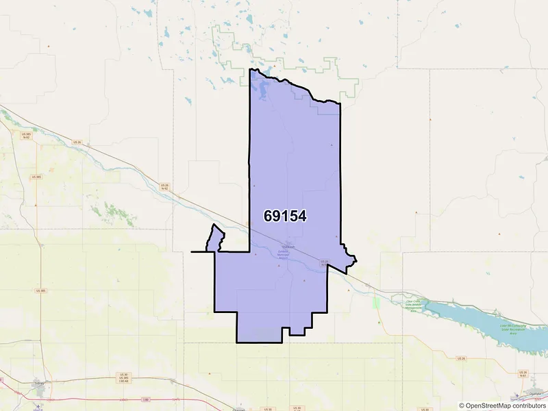 Map of ZIP Code 69154 — Oshkosh, NE
