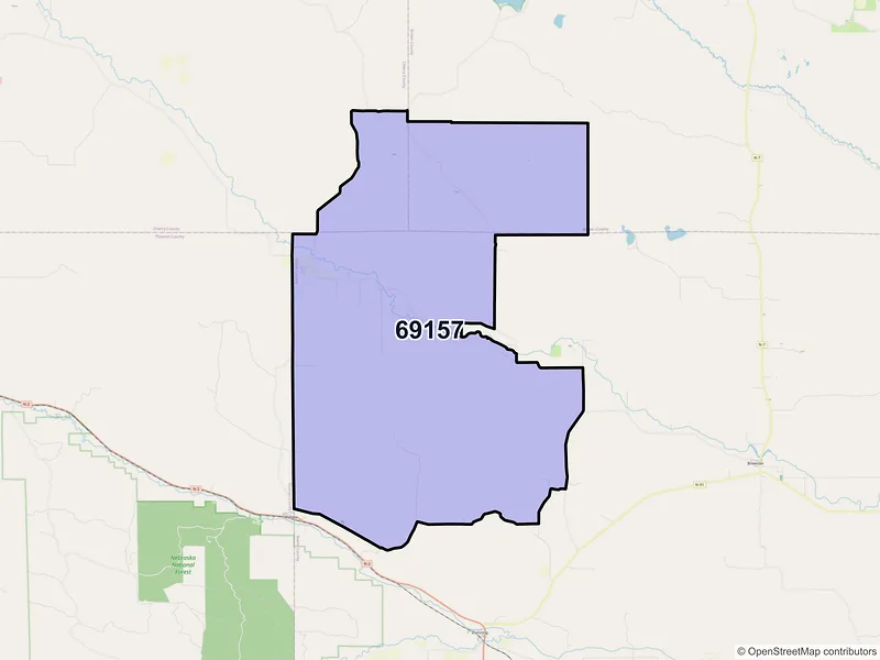 Map of ZIP Code 69157 — Purdum, NE