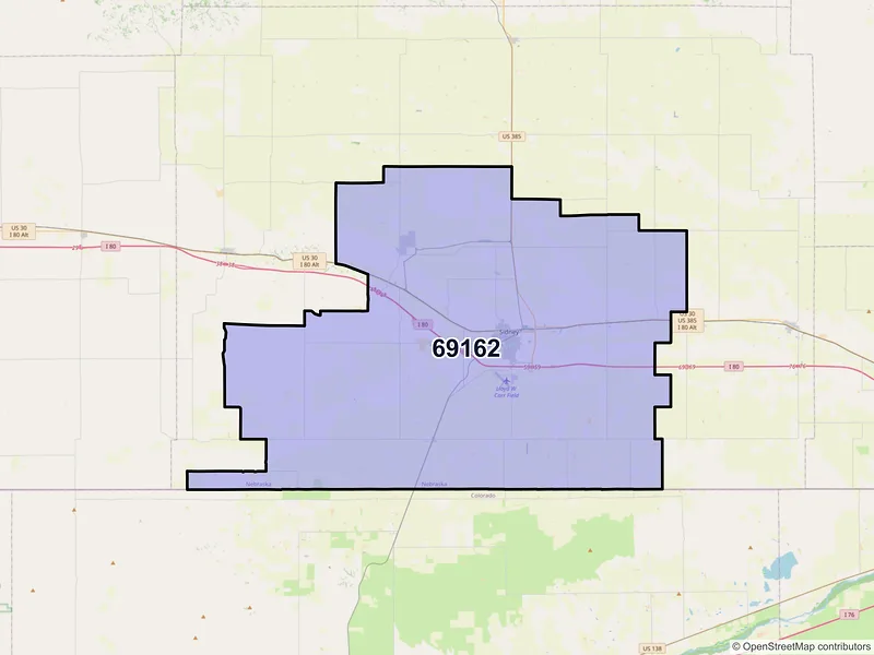 Map of ZIP Code 69162 — Sidney, NE