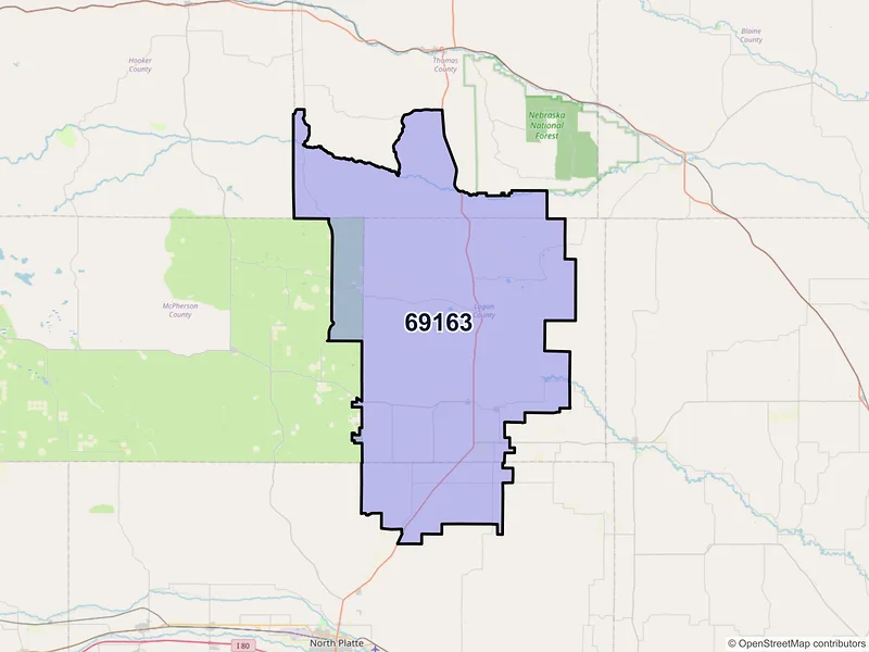 Map of ZIP Code 69163 — Stapleton, NE