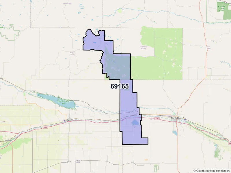 Map of ZIP Code 69165 — Sutherland, NE