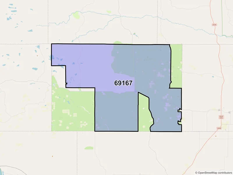 Map of ZIP Code 69167 — Tryon, NE