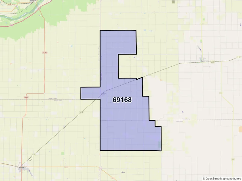 Map of ZIP Code 69168 — Venango, NE