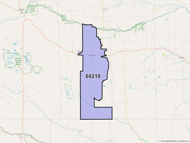 Map of ZIP Code 69210 — Ainsworth, NE