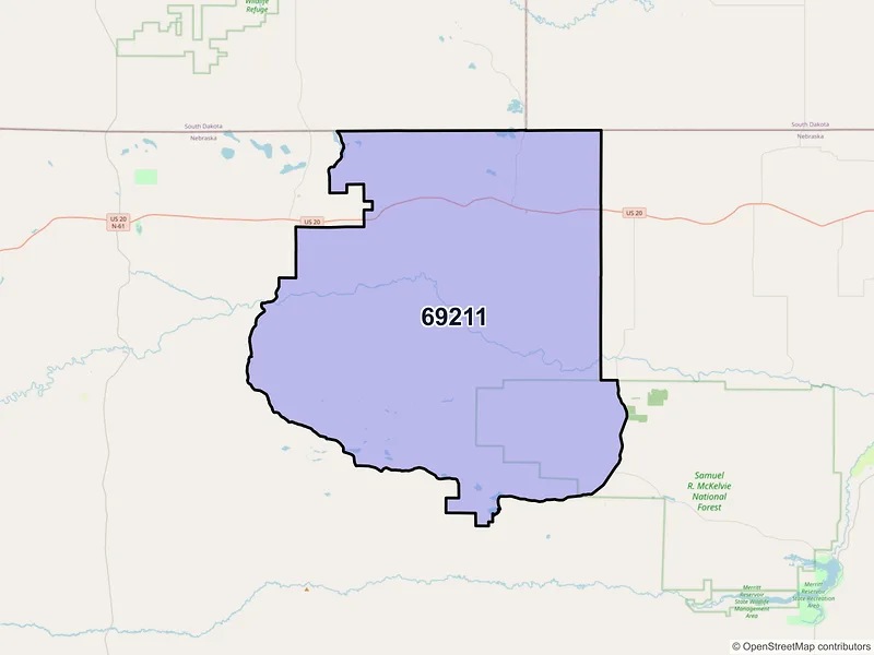 Map of ZIP Code 69211 — Cody, NE