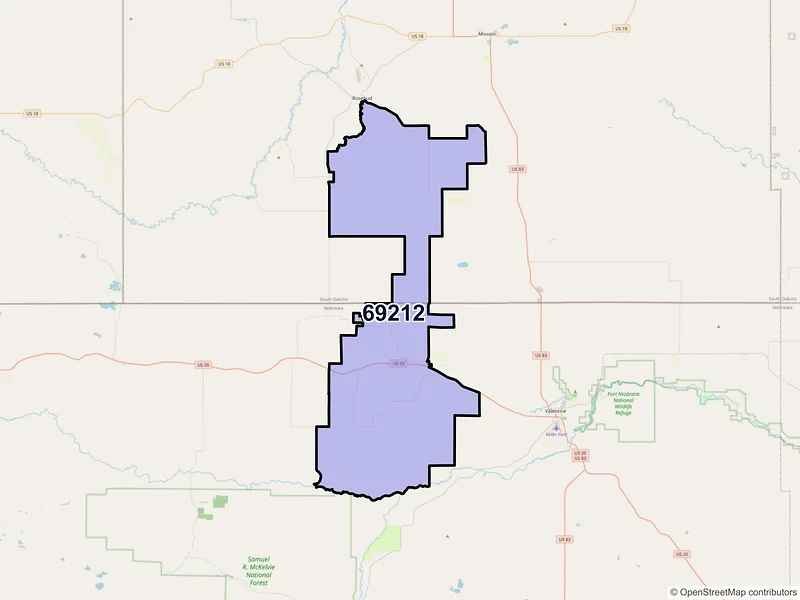 Map of ZIP Code 69212 — Crookston, NE