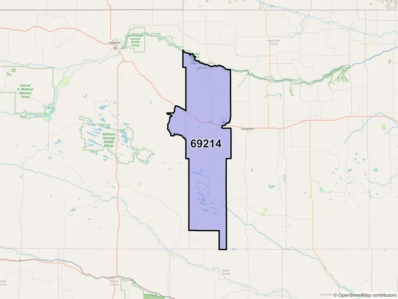 Map of ZIP Code 69214 — Johnstown, NE