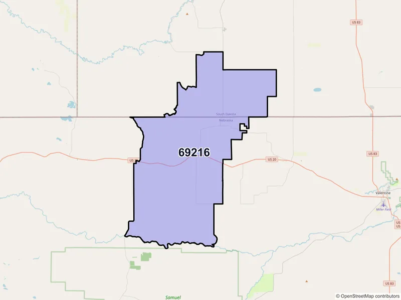 Map of ZIP Code 69216 — Kilgore, NE