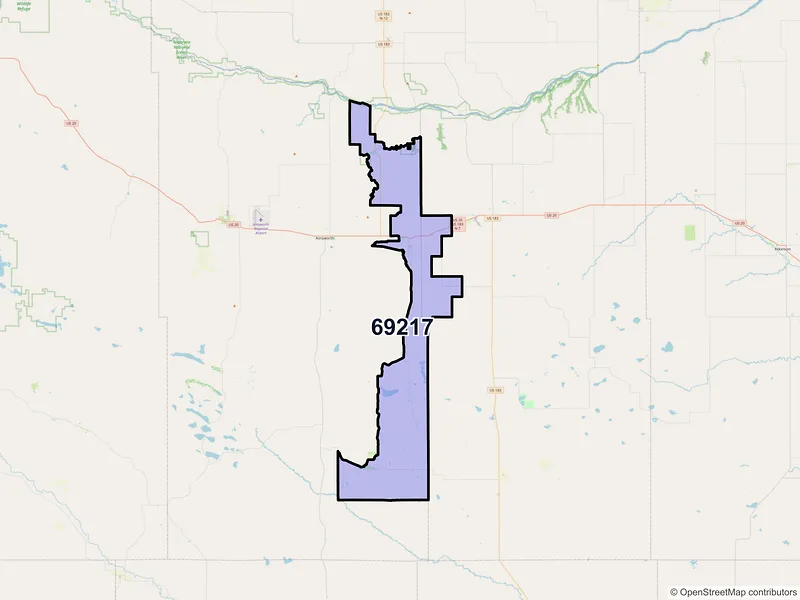 Map of ZIP Code 69217 — Long Pine, NE