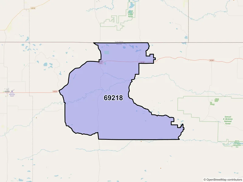 Map of ZIP Code 69218 — Merriman, NE