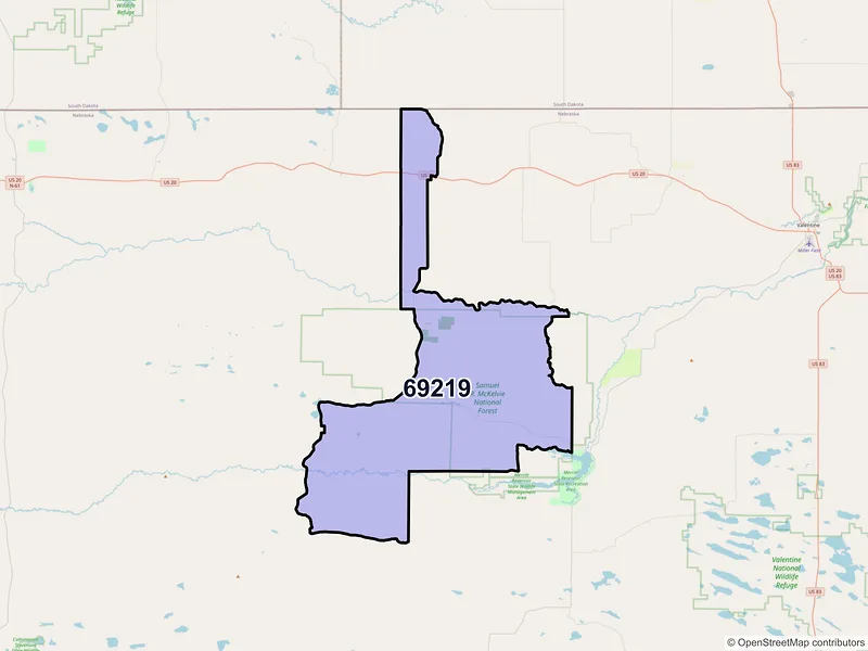 Map of Nenzel, Nebraska and ZIP codes