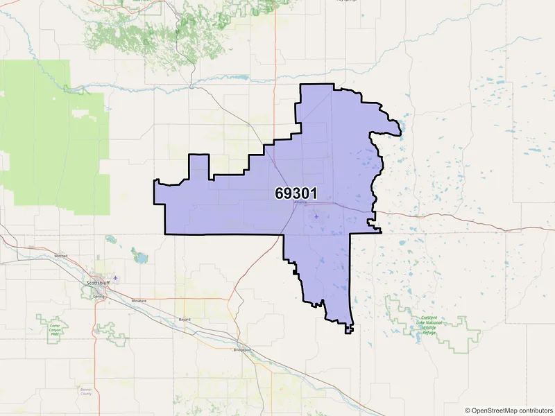Map of ZIP Code 69301 — Alliance, NE