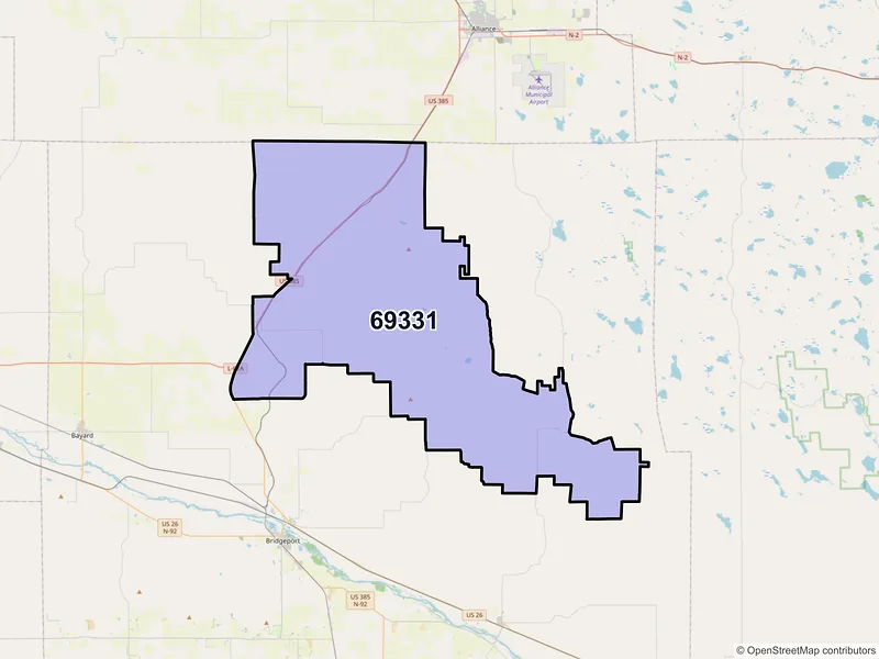 Map of ZIP Code 69331 — Angora, NE