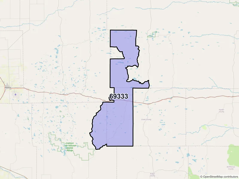 Map of ZIP Code 69333 — Ashby, NE