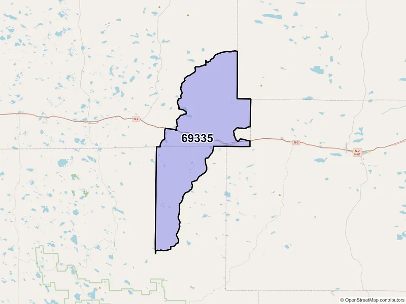Map of ZIP Code 69335 — Bingham, NE