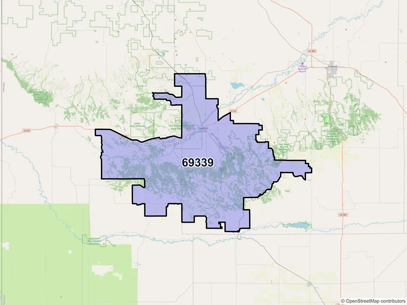 Map of ZIP Code 69339 — Crawford, NE