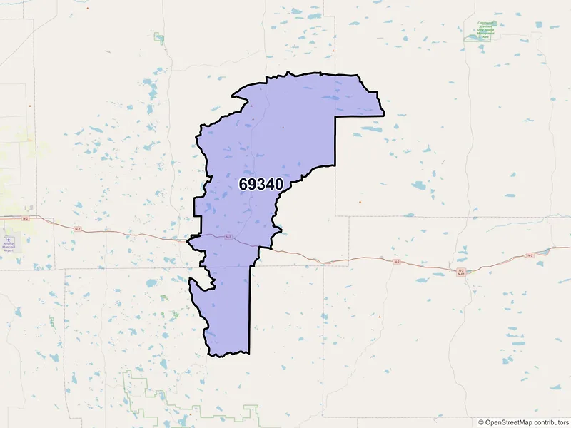 Map of ZIP Code 69340 — Ellsworth, NE