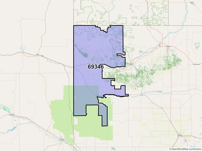 Map of ZIP Code 69346 — Harrison, NE