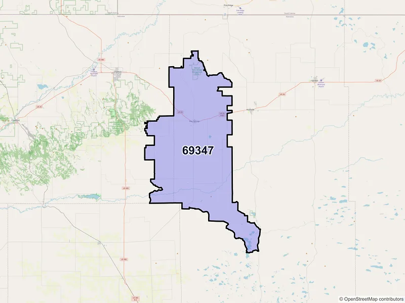 Map of ZIP Code 69347 — Hay Springs, NE
