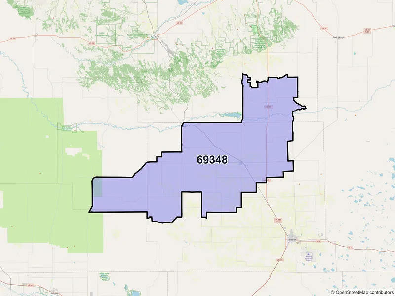 Map of ZIP Code 69348 — Hemingford, NE