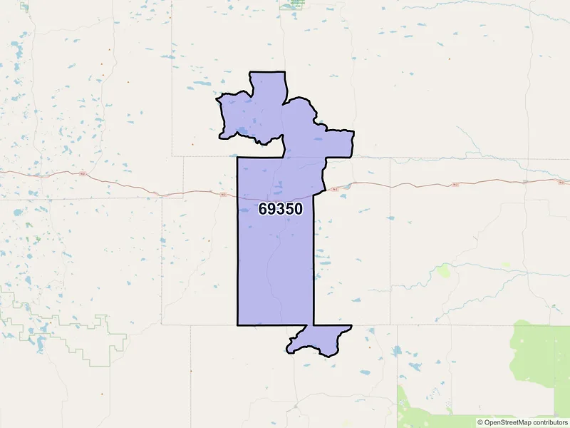 Map of Hyannis, Nebraska and ZIP codes