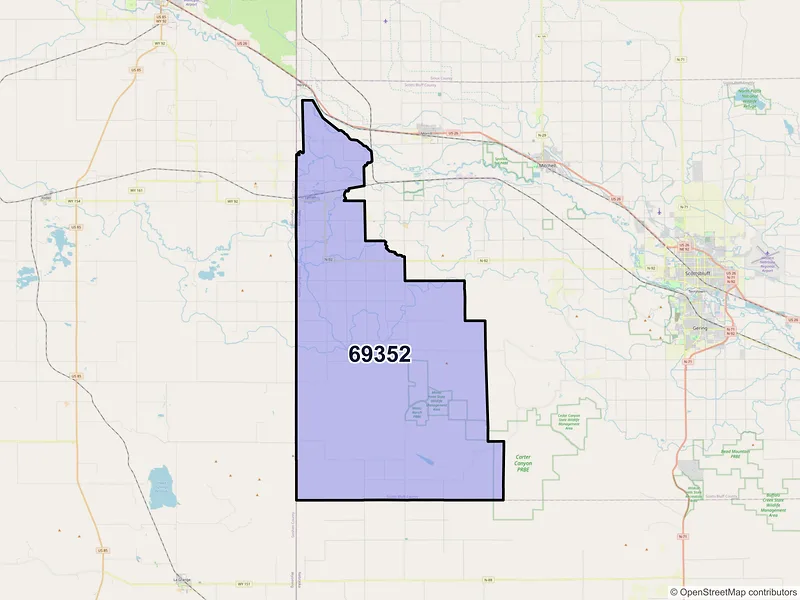 Map of ZIP Code 69352 — Lyman, NE
