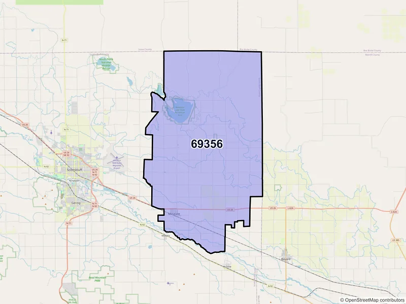 Map of ZIP Code 69356 — Minatare, NE