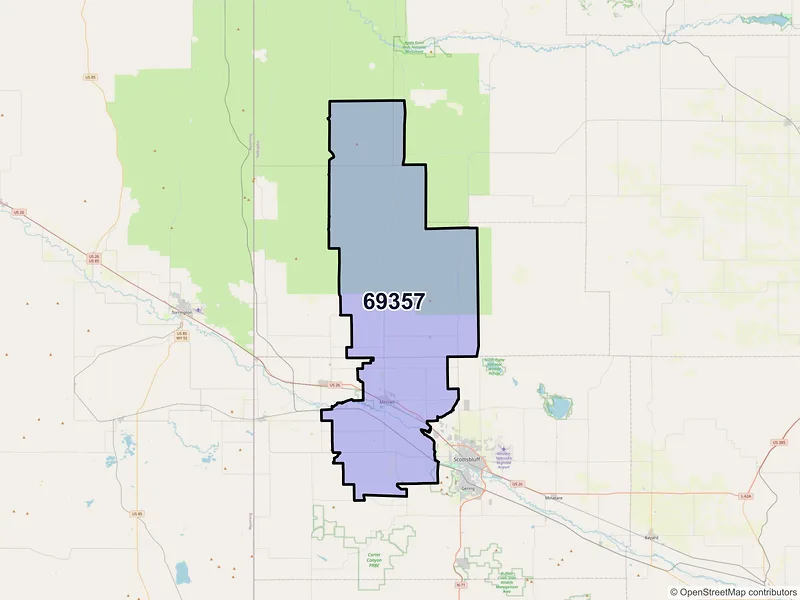 Map of ZIP Code 69357 — Mitchell, NE