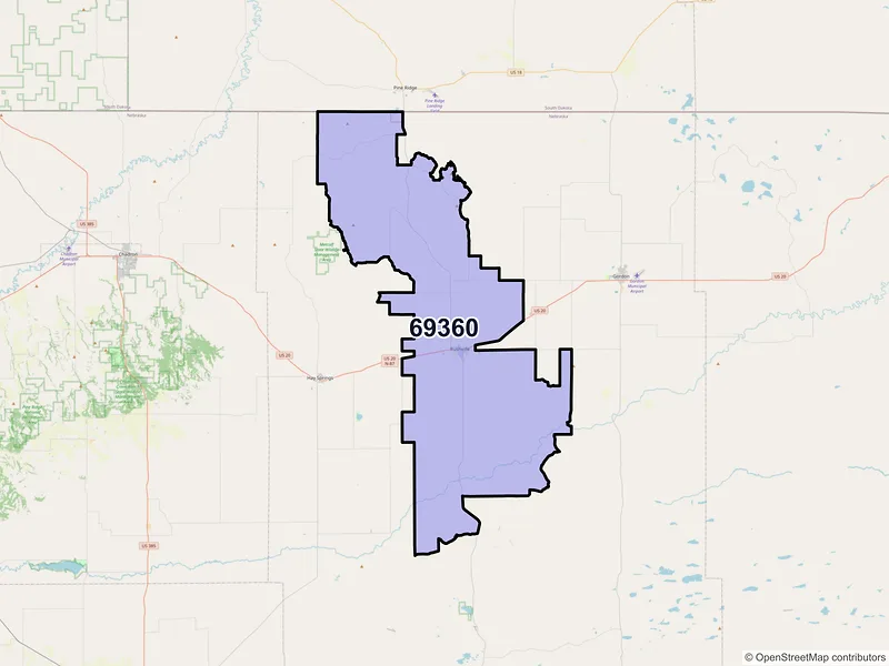 Map of ZIP Code 69360 — Rushville, NE
