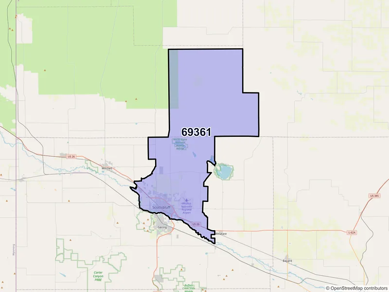 Map of ZIP Code 69361 — Scottsbluff, NE
