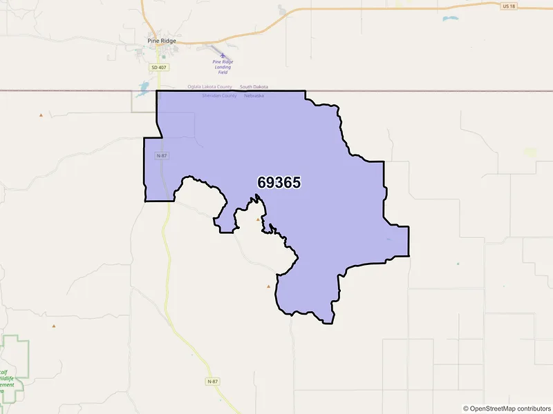 Map of Whiteclay, Nebraska and ZIP codes