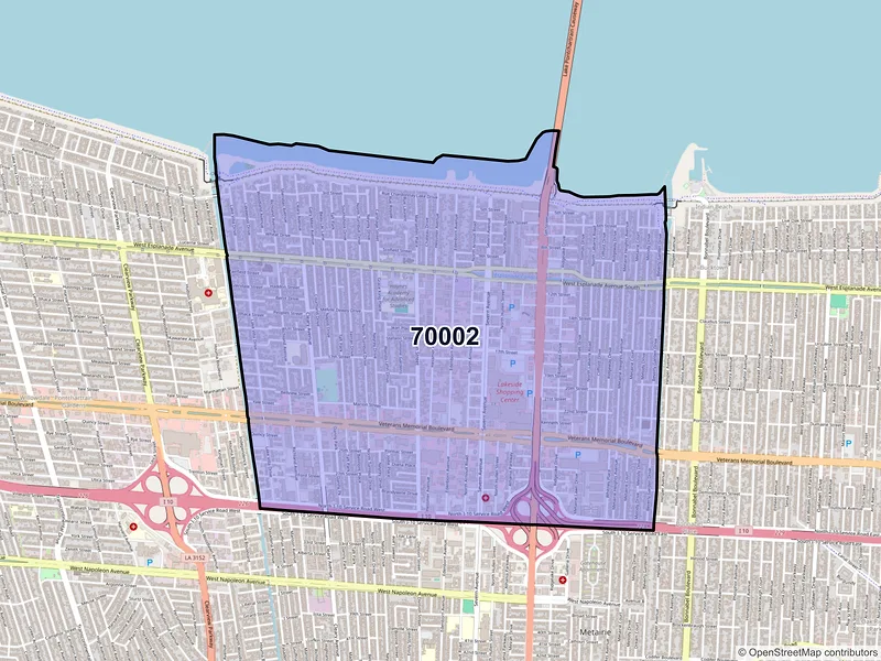 Map of ZIP Code 70002 — Metairie, LA