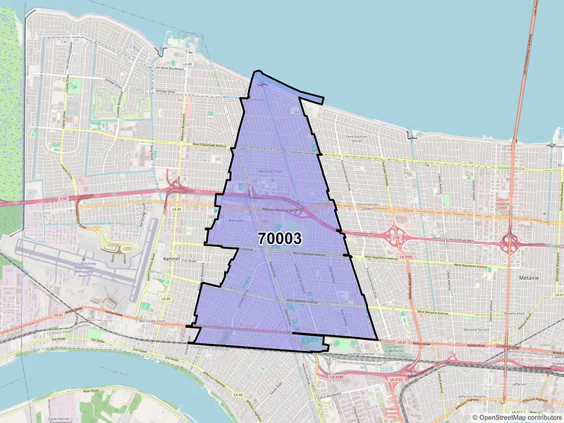 Map of ZIP Code 70003 — Metairie, LA
