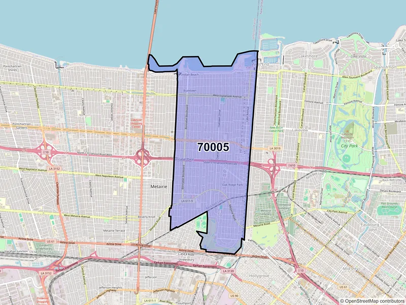 Map of ZIP Code 70005 — Metairie, LA