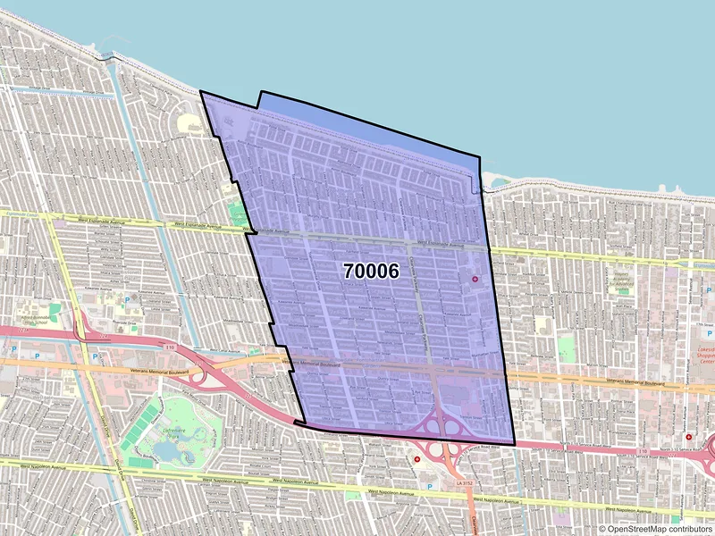Map of ZIP Code 70006 — Metairie, LA