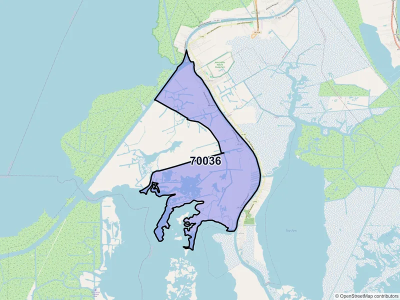Map of Barataria, Louisiana and ZIP codes