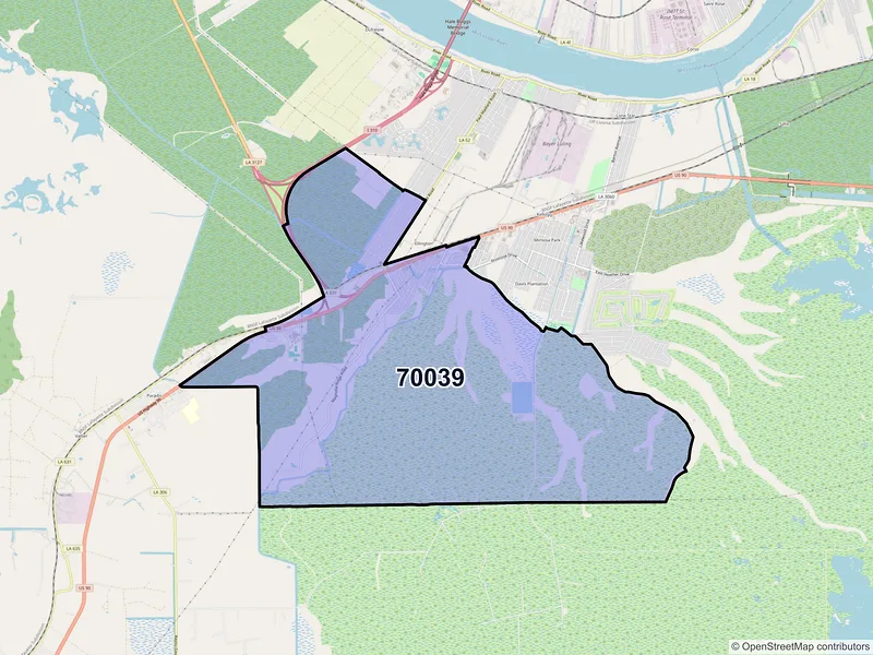 Map of ZIP Code 70039 — Boutte, LA