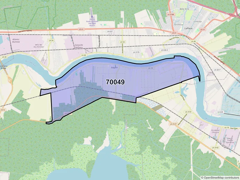 Map of ZIP Code 70049 — Edgard, LA