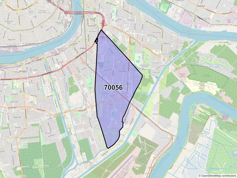Map of ZIP Code 70056 — Gretna, LA