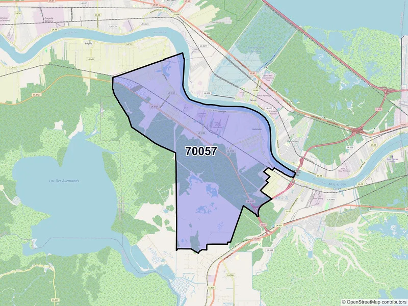 Map of ZIP Code 70057 — Hahnville, LA