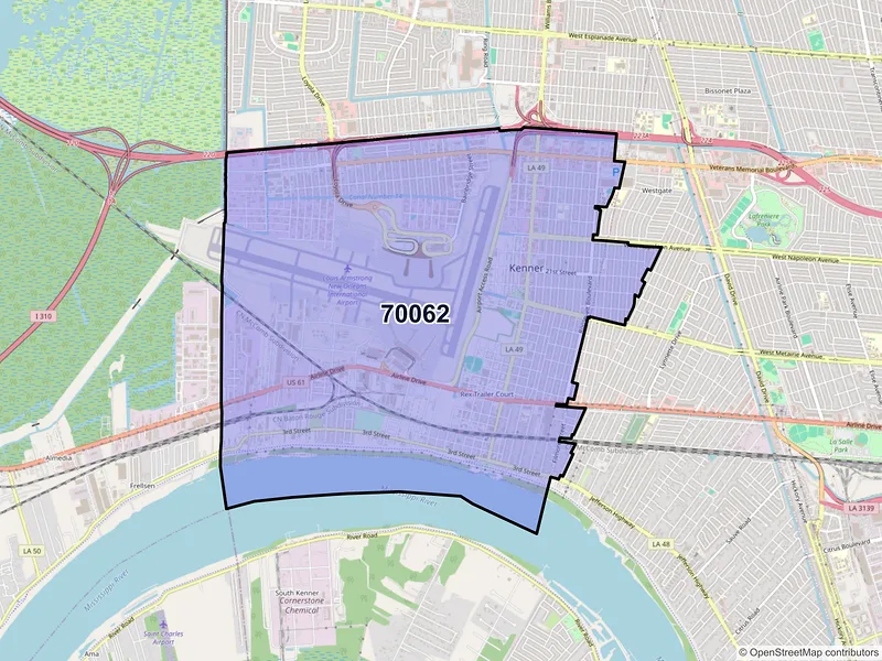 Map of ZIP Code 70062 — Kenner, LA